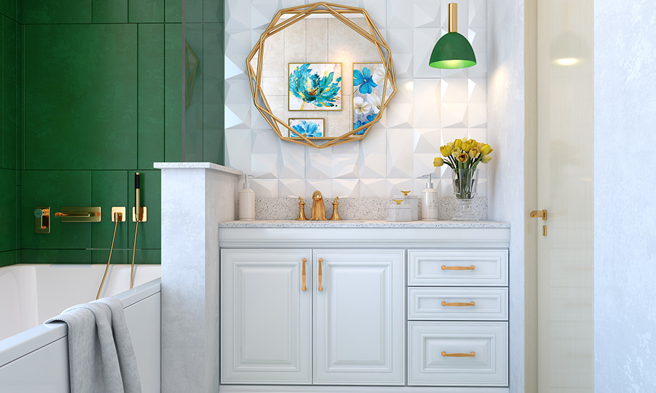 Bathroom paint colors with green and white make the bathroom look spacious and gives its close counterparts a tough fight.